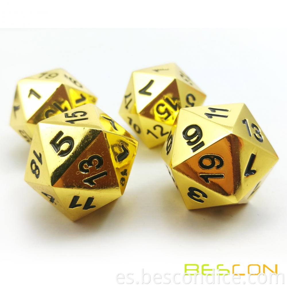 D20 Gold Metallic Polyhedral Dice